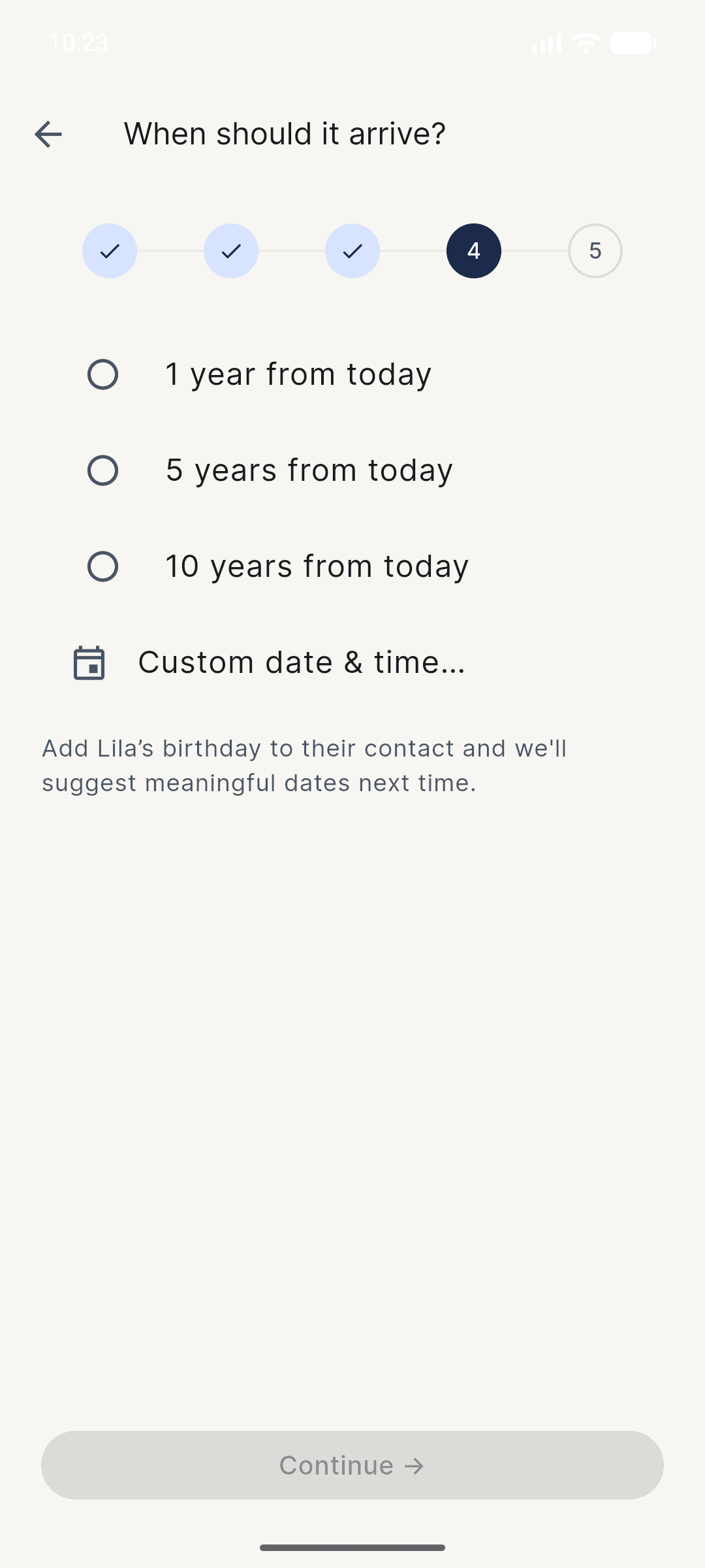 Compose flow schedule picker with quick-pick year options